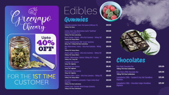 Dispensary Editable menu Design Template | Cannamako Cannabis (Marijuana) digital menu maker