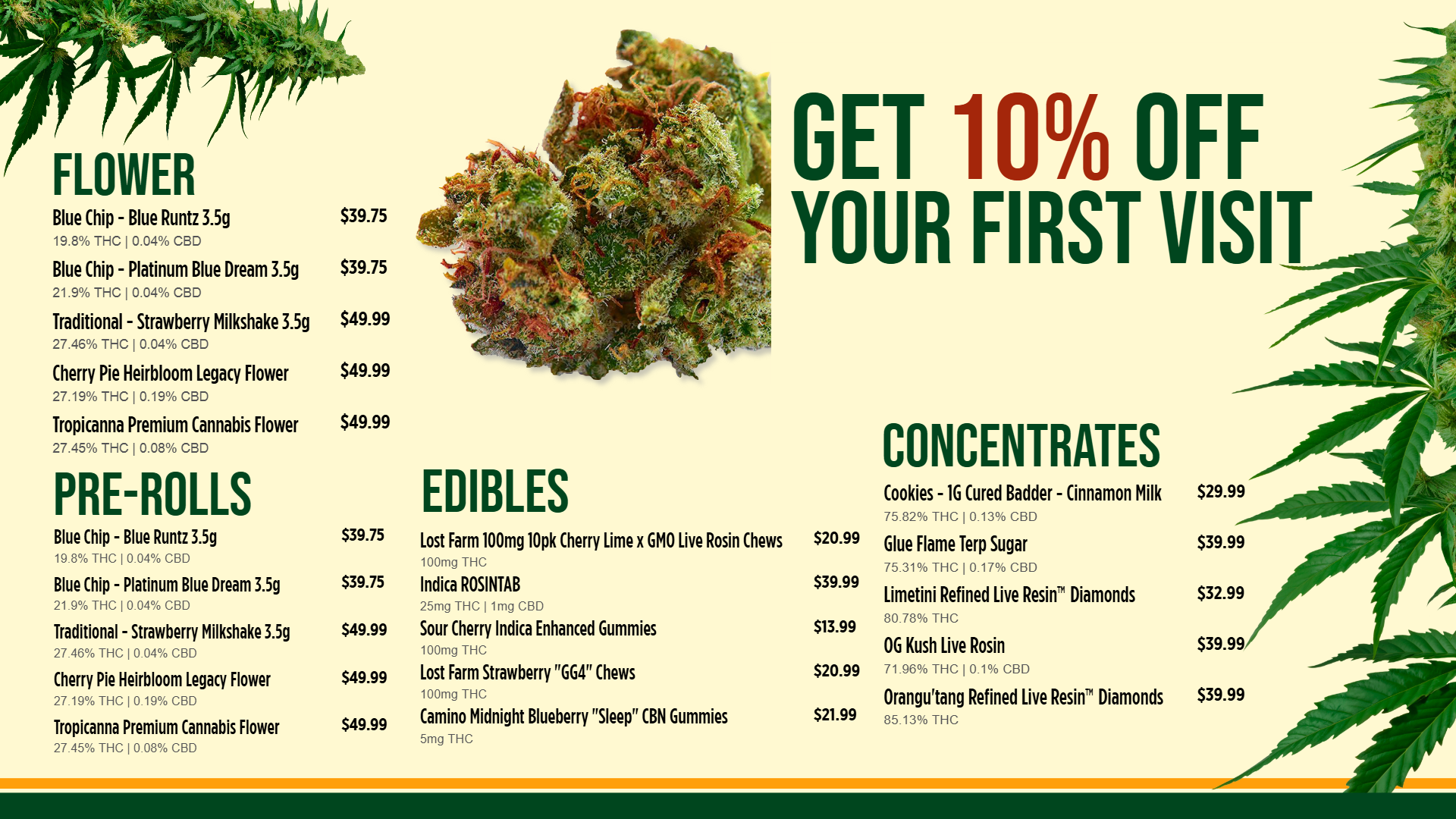 Dispensary Digital menu Design Template | Cannamako Marijuana menu design tool