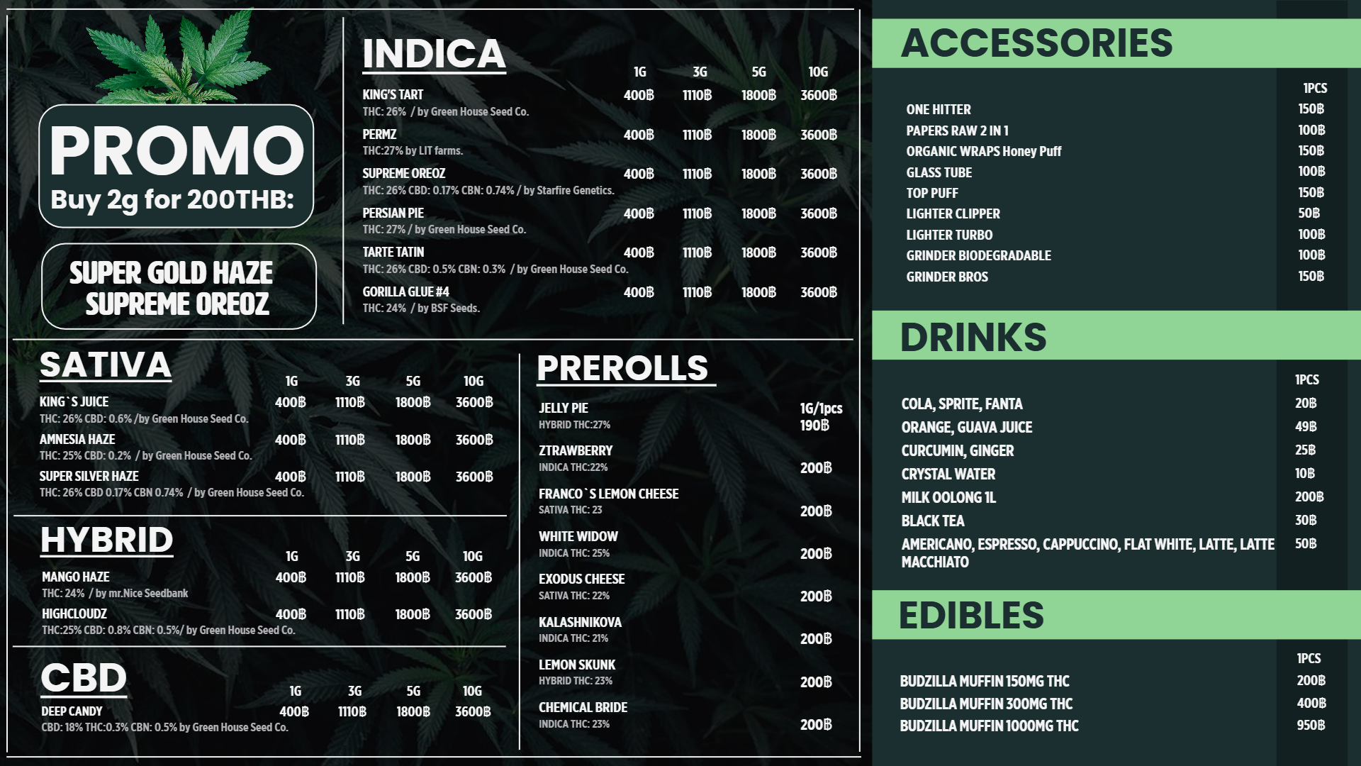 Dispensary menu Template design | Cannamako Marijuana menu design tool