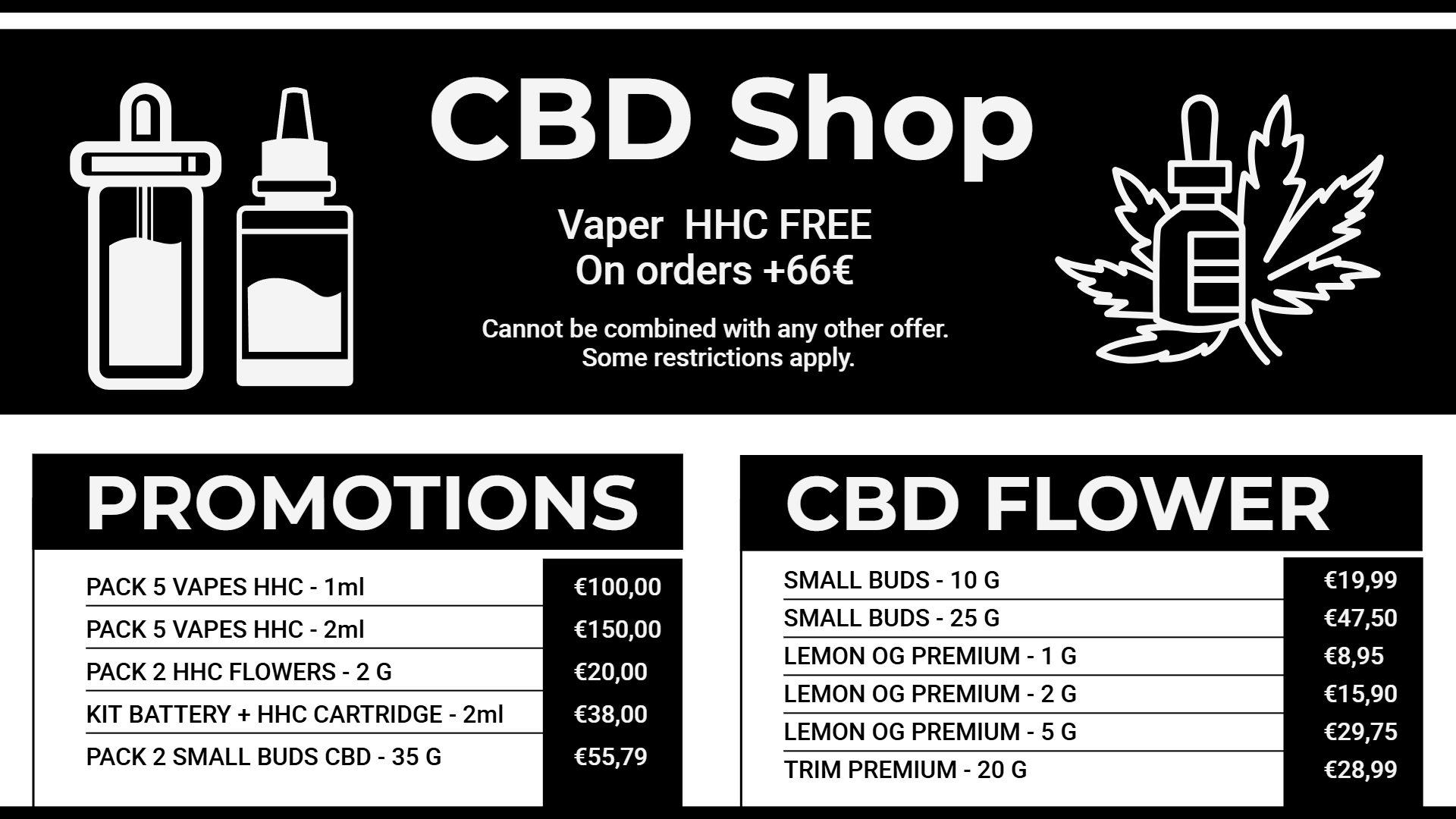 Digital Dispensary CBD shop Menu Design Idea | Cannamako Marijuana menu design tool