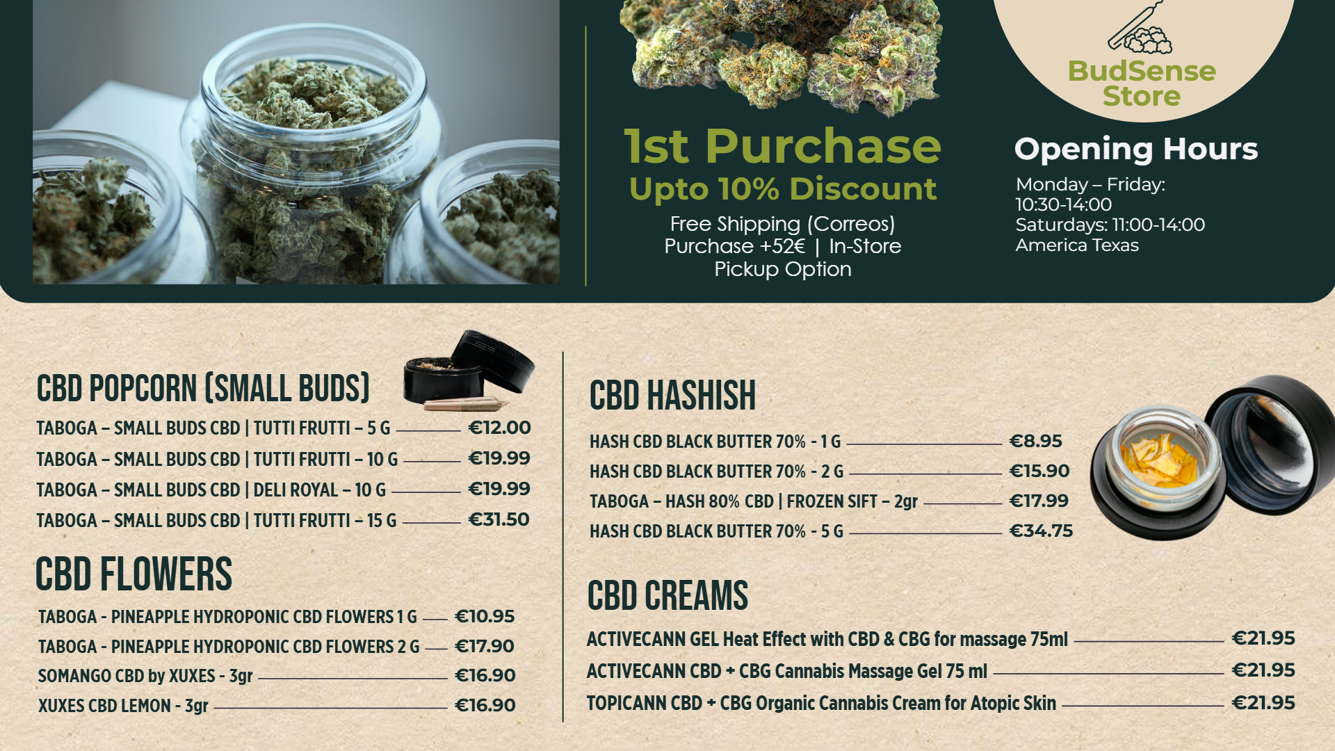 Free Dispensary CBD Menu designs | Cannamako Marijuana menu design tool