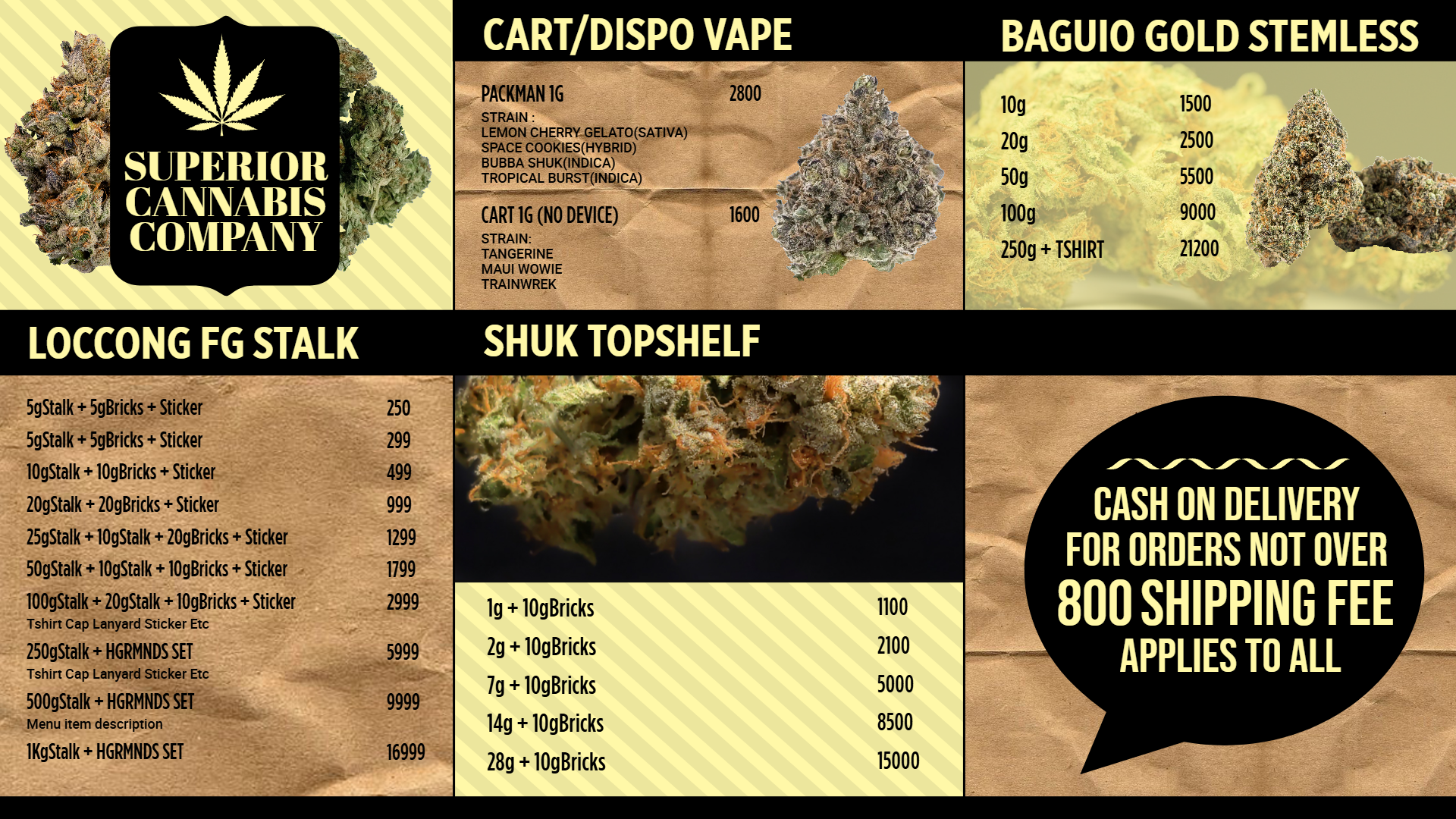 Awesome Dispensary vape digital menu  | Cannamako Marijuana menu design tool