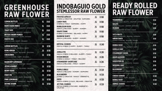 Digital Menu Design for Dispensary Flower  | Cannamako Cannabis (Marijuana) digital menu maker