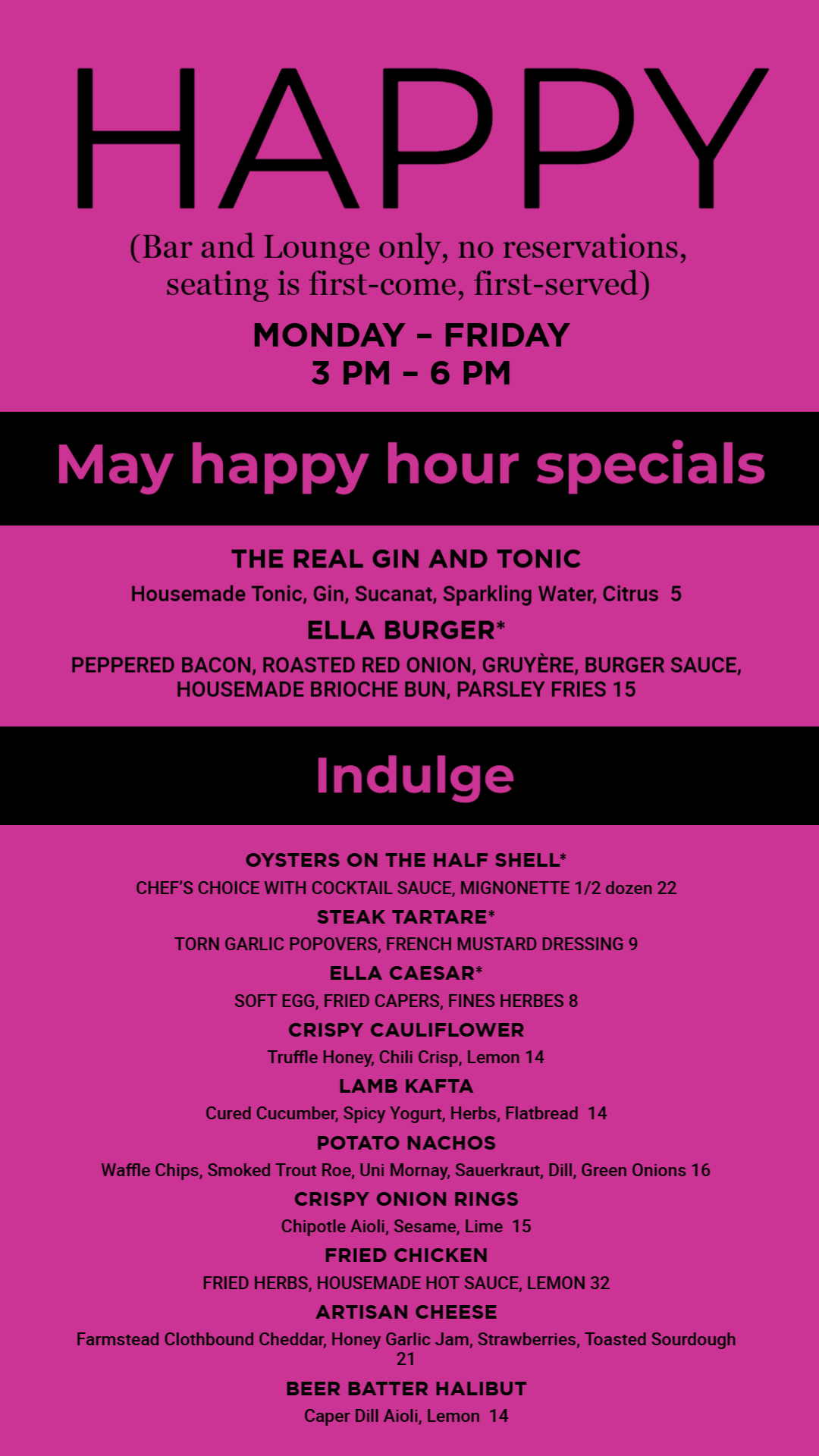 Happy Hour Wall Menu | Cannamako Marijuana menu design tool