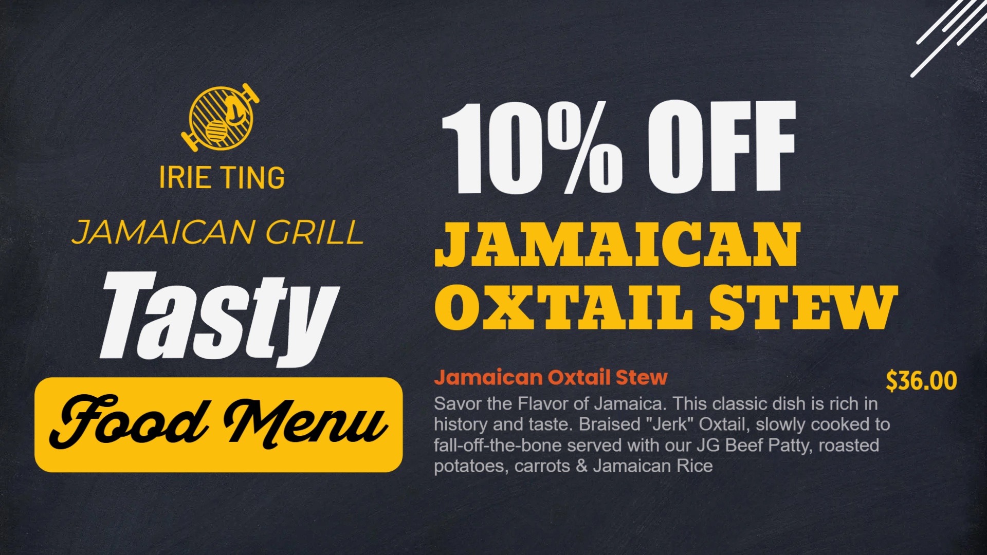 Jamaican Offer Menu | Cannamako Marijuana menu design tool