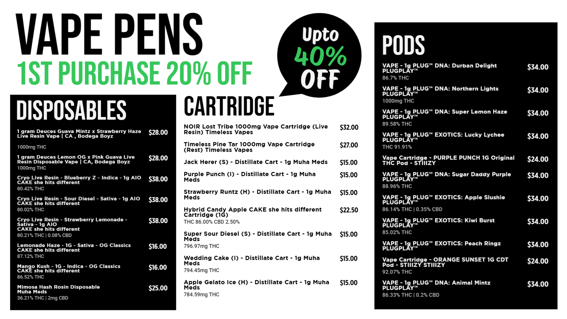 The all in one signage menu solution | Cannamako Marijuana menu design tool