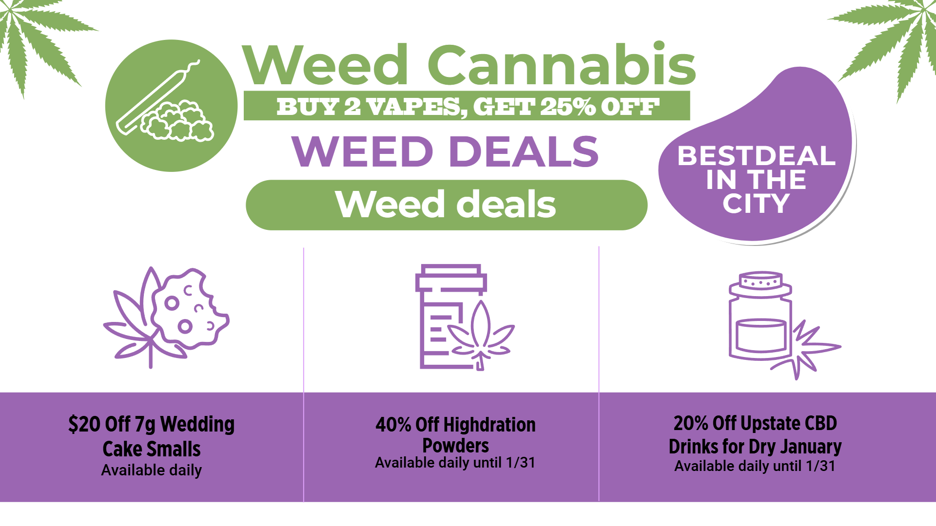 Weed deals dispensary digital menu | Cannamako Marijuana menu design tool