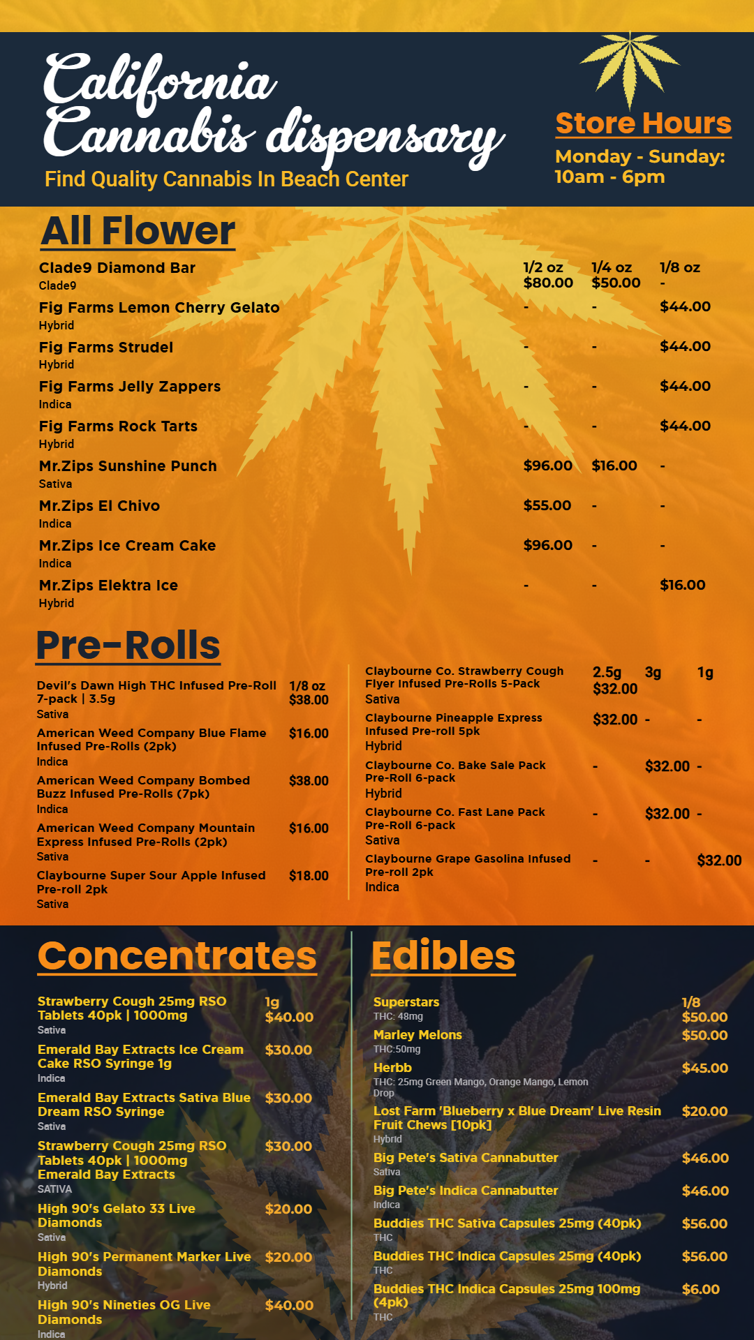 Cannabis Digital Menu | Cannamako Marijuana menu design tool