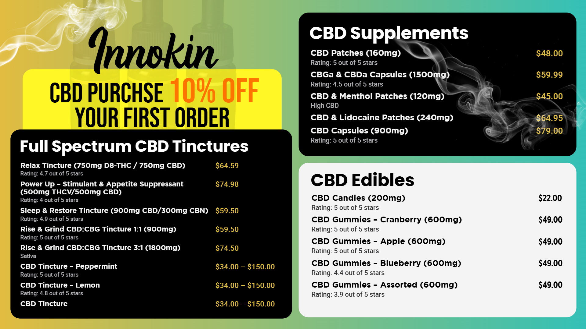 CBD Vape digital menu Template | Cannamako Marijuana menu design tool