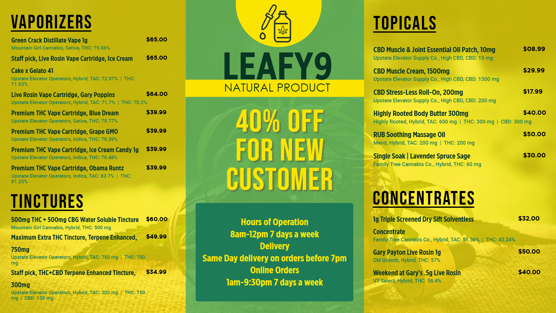 Vape Digital Menu | Cannamako Marijuana menu design tool