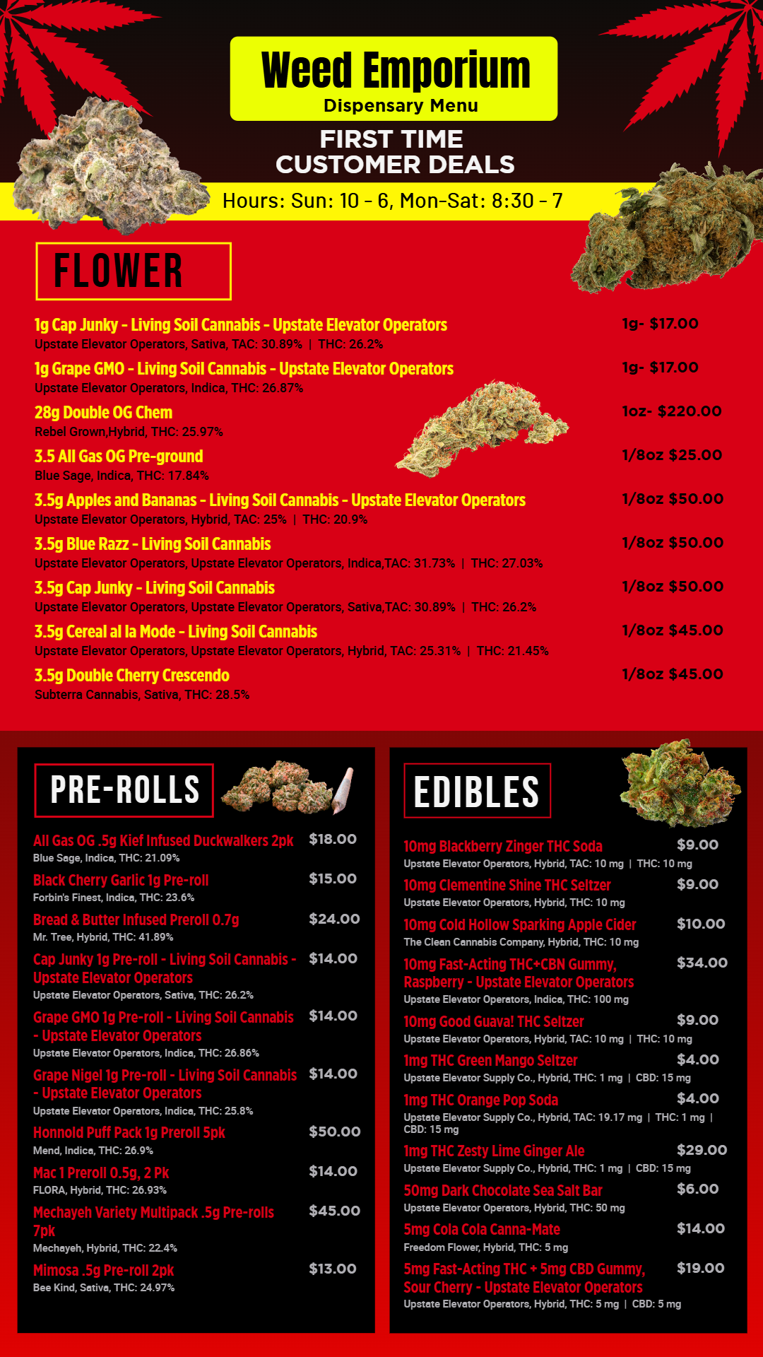 Editable Cannabis/Marijuana signage Menu Ideas | Cannamako Marijuana menu design tool