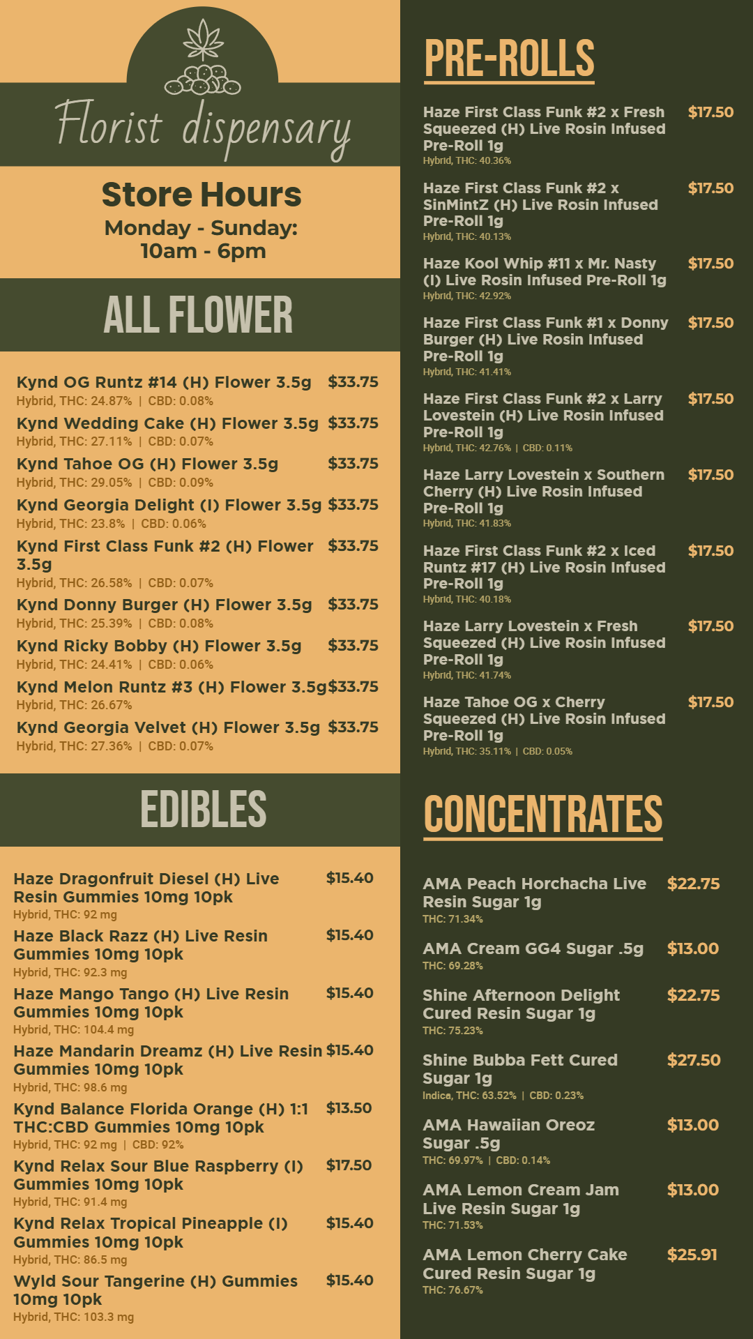 Cannabis dispensary Digital Menu | Cannamako Marijuana menu design tool