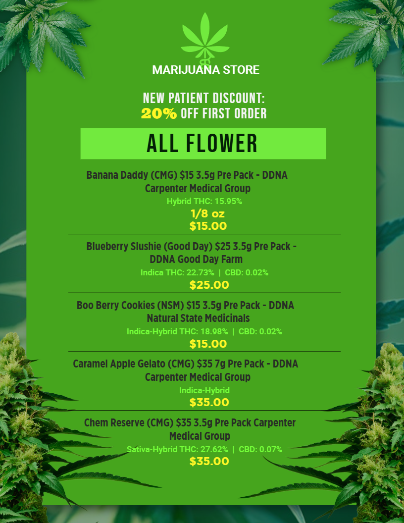 Customize Cannabis Poster Design | Cannamako Marijuana menu design tool