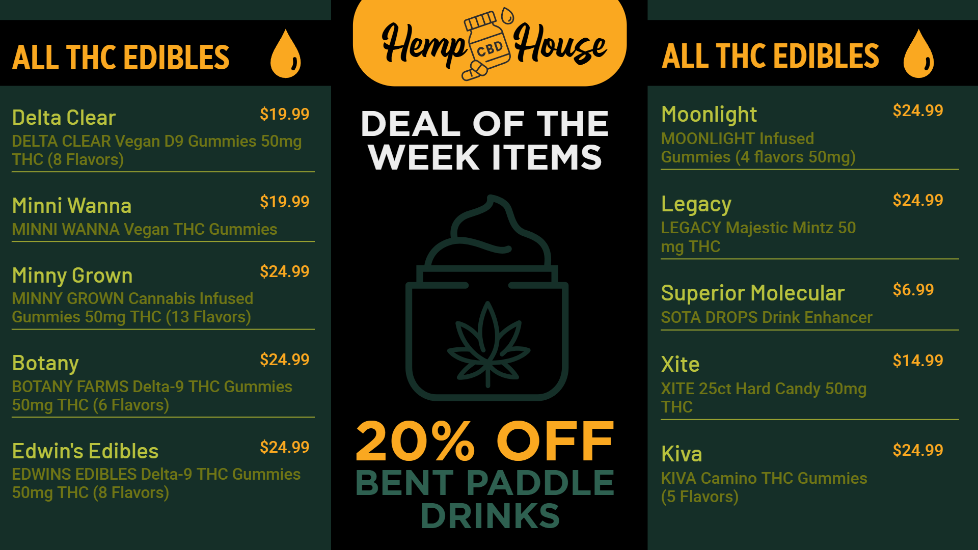 Explore cannabis (marijuana) CBD Digital Menu | Cannamako Marijuana menu design tool