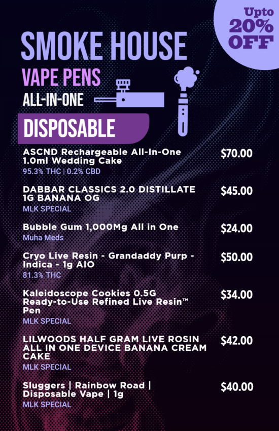 Vape Pens Digital Poster Design | Cannamako Cannabis (Marijuana) digital menu maker