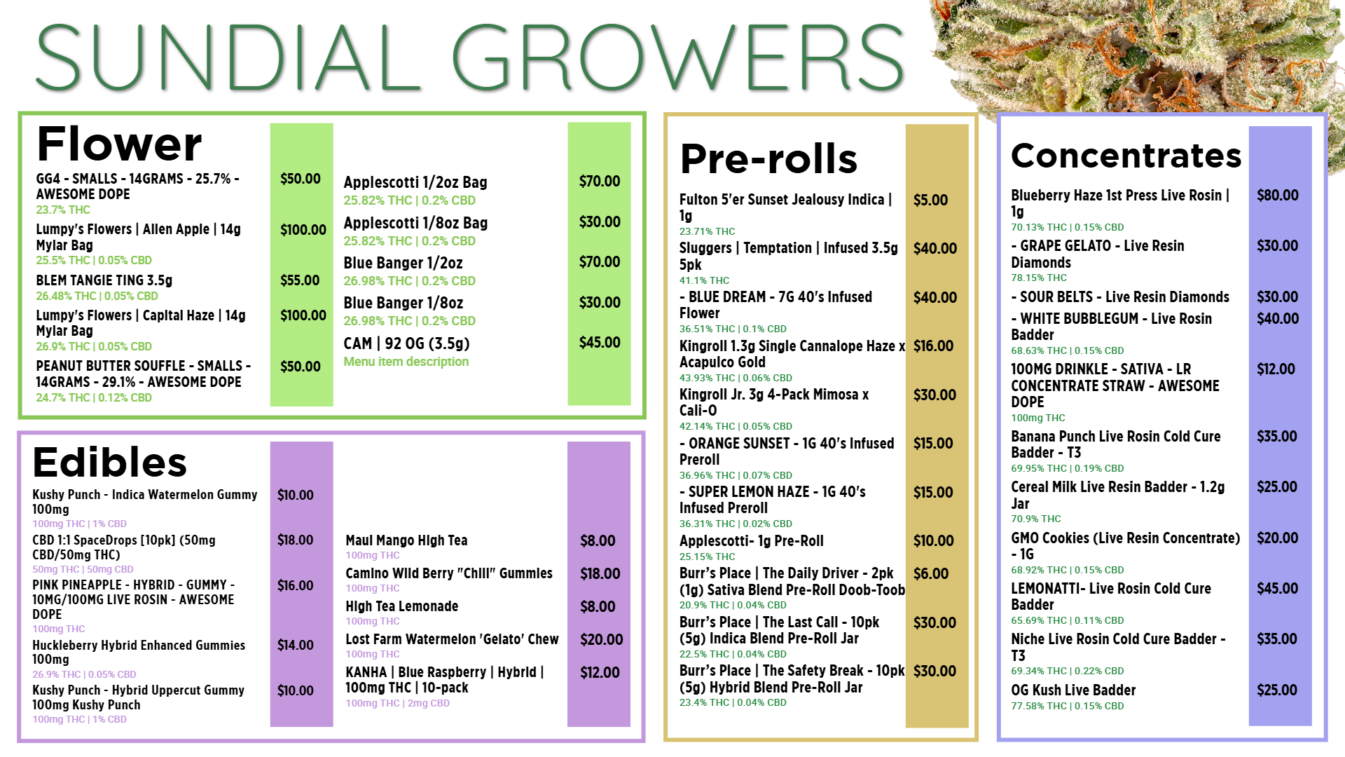 Dispensary menu | Cannamako Marijuana menu design tool