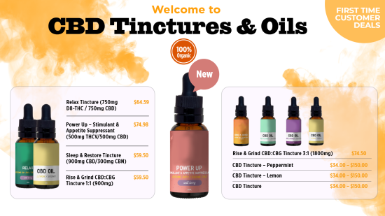 CBD Oils menu | Cannamako Cannabis (Marijuana) digital menu maker