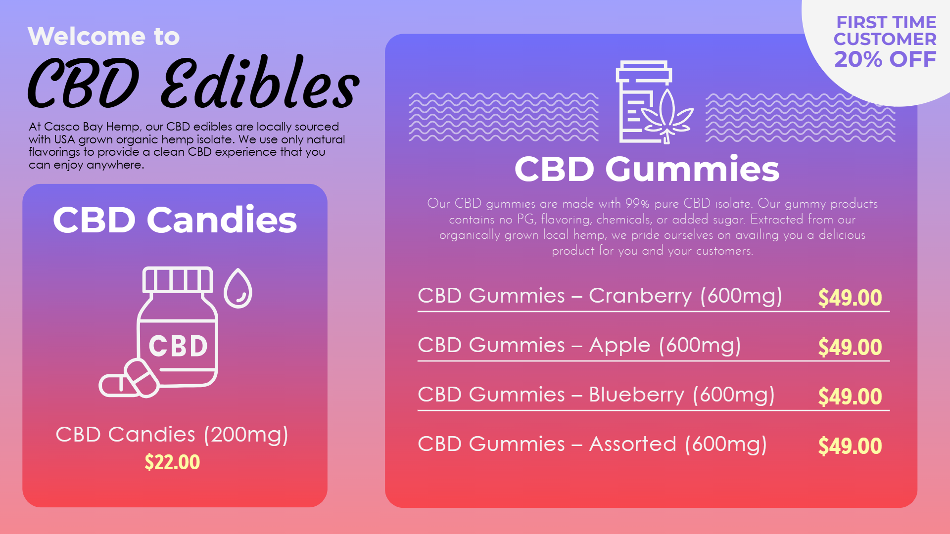 CBD Edible oil menu | Cannamako Marijuana menu design tool