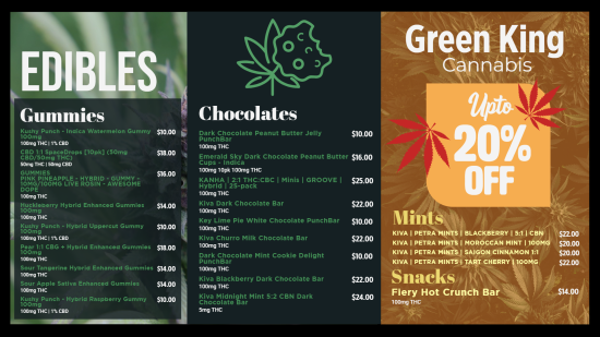 Dispensary edible menu | Cannamako Cannabis (Marijuana) digital menu maker